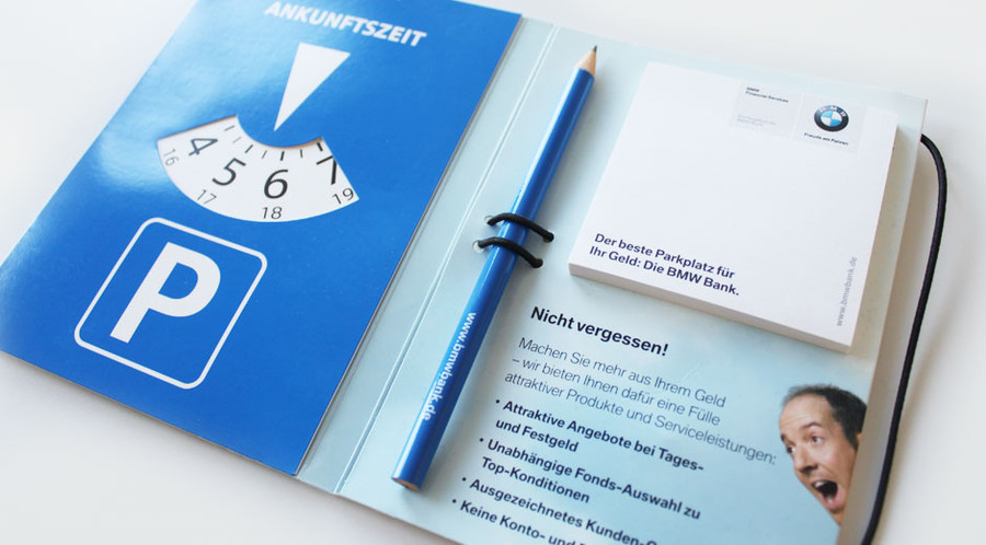 Dialogmarketing-Beispiel mit Parkscheibe für BMW
