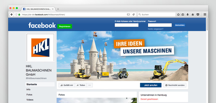 Social Media Auftritt Facebook