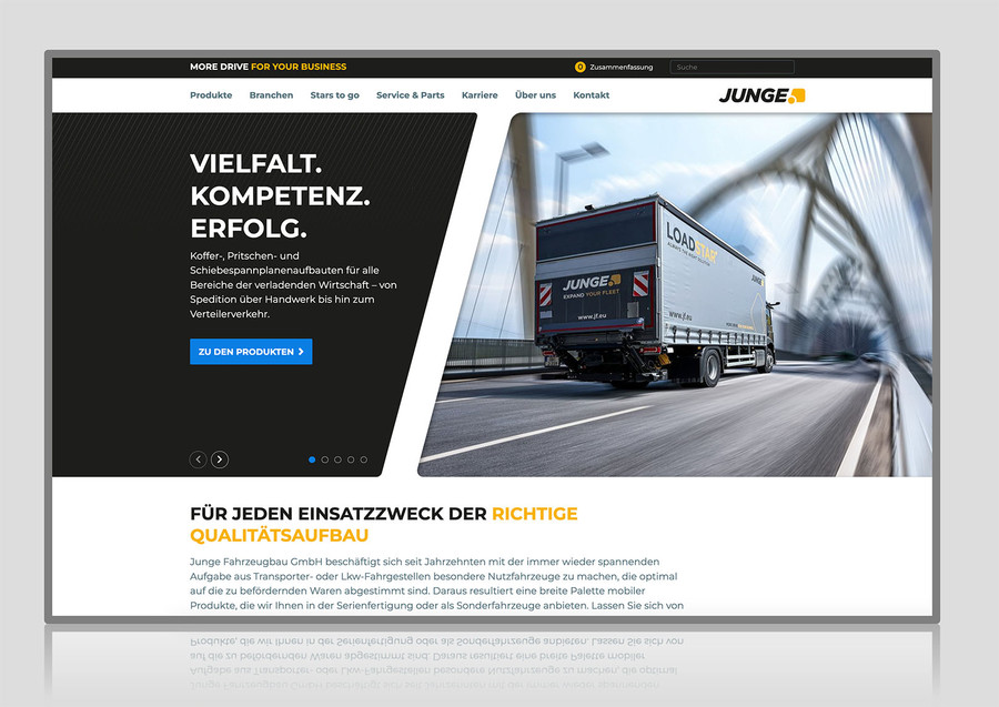 Website für Junge Fahrzeugbau